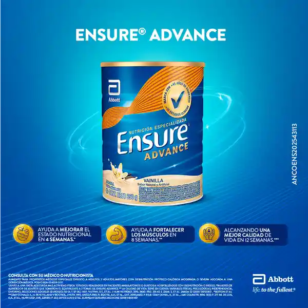 Ensure Advance Vainilla Con Proteína + Hmb Polvo