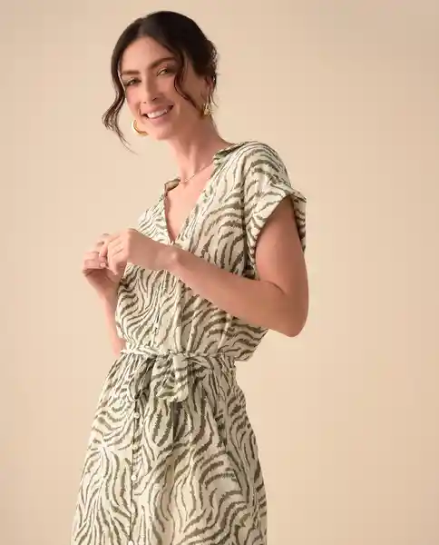 Vestido Verde Óleo Medio Talla S 691G004 Esprit