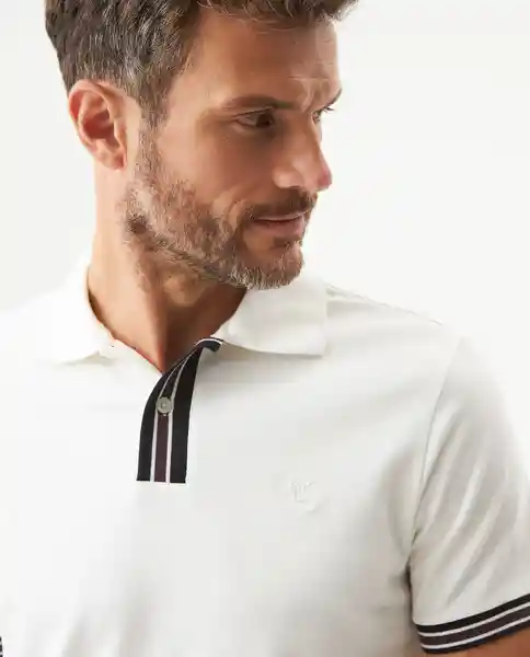 Camiseta Striped Placket Polo Crudo Pristino Claro T L Chevignon
