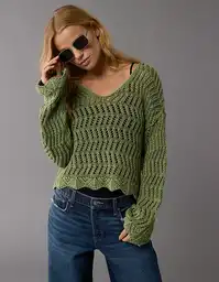 Suéter Mujer Tejido Verde Talla X-Small American Eagle 03441274