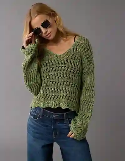 Suéter Mujer Tejido Verde Talla X-Small American Eagle 03441274