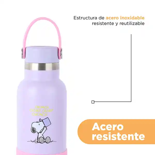 Termo de Con Asa y Funda Snoopy Colorful Morado 500 mL Miniso