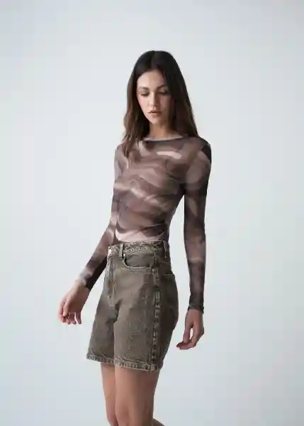 Camiseta Mujer Gris Rocoso Claro Talla S 409g008 Naf Naf