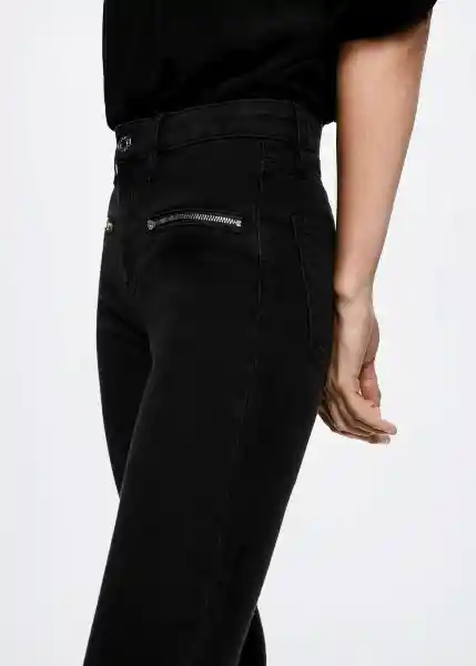 Jeans Biker Tejano Negro Talla 32 Mujer Mango