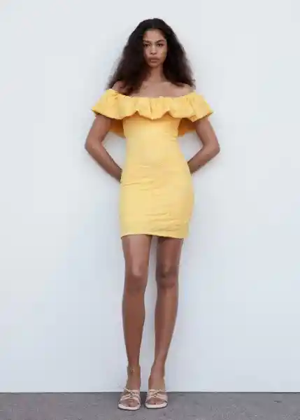 Vestido Gaste Amarillo Talla M Mujer Mango