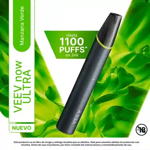 VEEV now ULTRA Manzana Verde. Hasta 1100 PUFFS en 2ml.