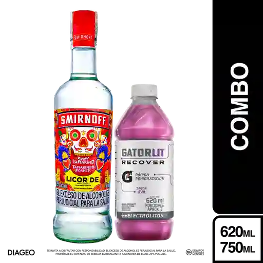 Combo Smirnoff Spicy Tamarind 750 mL + Gatorade Gatorlit Uva