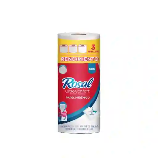 Rosal Papel Higiénico Ultra Confort 3 Hojas Rollo XXG