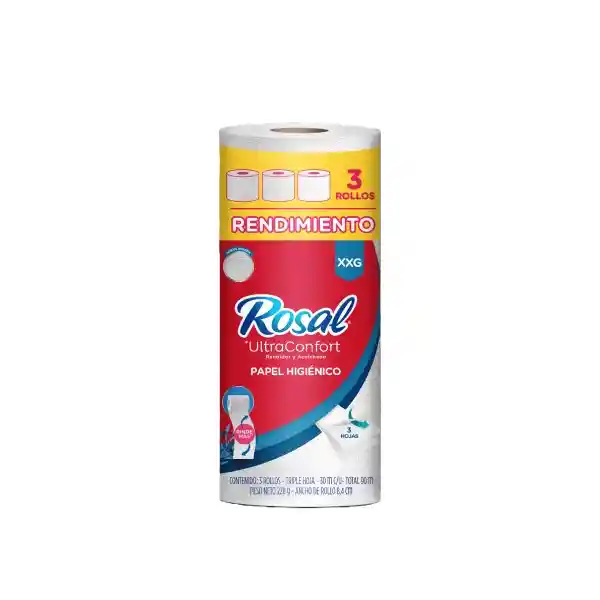 Rosal Papel Higiénico Ultra Confort 3 Hojas Rollo XXG