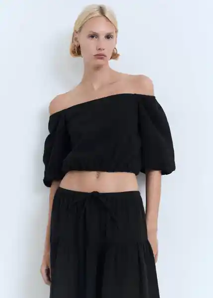 Blusa Kimolos Negro Talla XL Mujer Mango