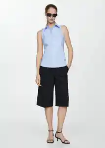 Camisa Paula Azul Talla M Mujer Mango