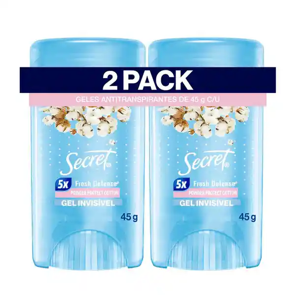 Desodorante en Gel Secret Powder Protect Cotton 45 g x 2 Und