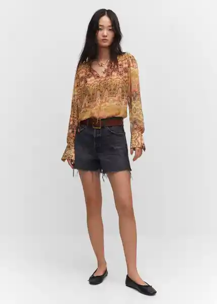 Blusa Oli Mostaza Talla 24 Mujer Mango