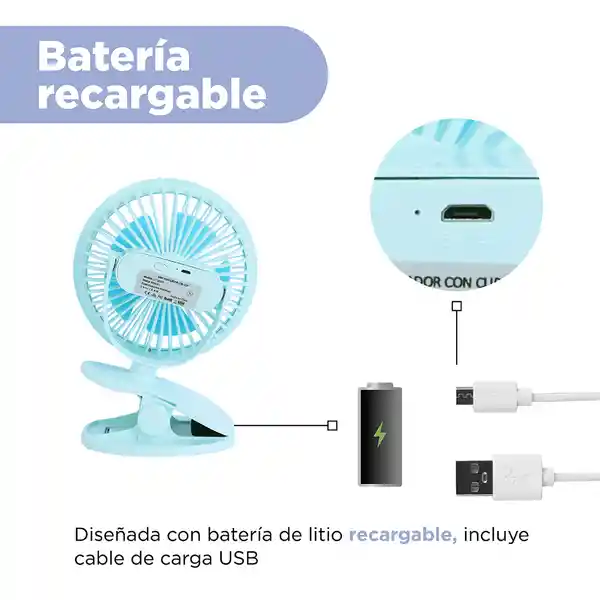 Ventilador de Escritorio Mini Con Clip Azul Miniso