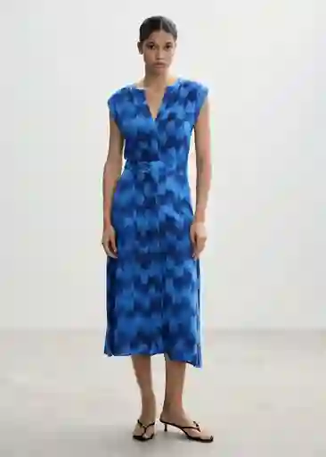 Vestido Icat Azul Talla L Mujer Mango