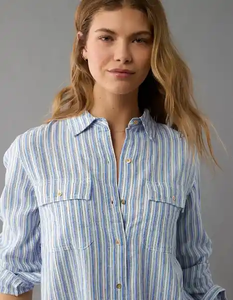 Camisa Mujer Azul Talla MEDIUM 6146400 American Eagle