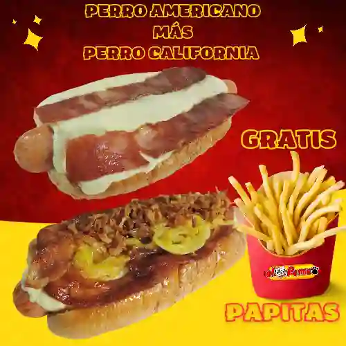 Perro Americano+ Perro California+ Papas