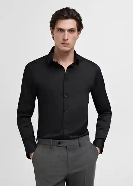 Camisa Emotion Negro Talla XL Hombre Mango