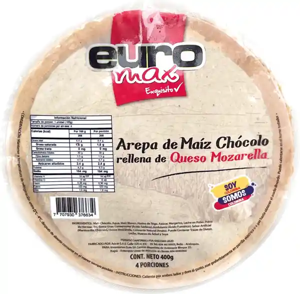 Euromax Arepa Chocolo Rell de Queso