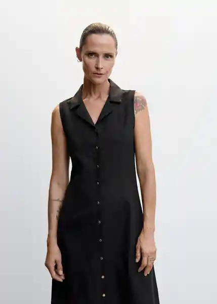 Vestido Bolan-H Negro Talla M Mujer Mango