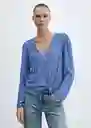 Blusa Pomelo Azul Talla S Mujer Mango