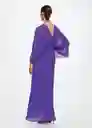 Vestido Plisi-A Morado Talla L Mujer Mango