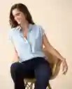 Camisa Azul Lana Claro Talla M 111G001 Espirit