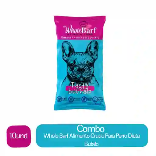 10 x Whole Barf Alimento Crudo Para Perro Dieta Bufalo