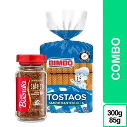 Combo Bimbo Tostaos Mantequilla + Buendia Cafe Liofilizado