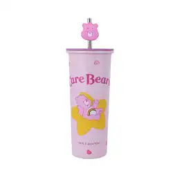 Vaso de Acero Inoxidable Pitillo Care Bears Rosa 800 mL Miniso