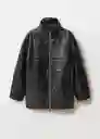 Abrigo Patch Negro Talla L Mujer Mango