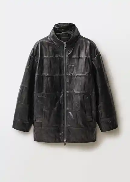 Abrigo Patch Negro Talla L Mujer Mango