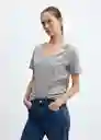 Camiseta Chalapi Gris Medio Vigoré Talla M Mujer Mango