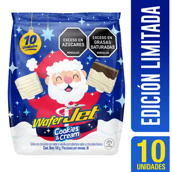 Jet Golosina Wafer Cuadrada Cookies & Cream 14 g x 10 Und