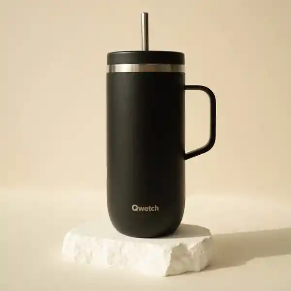 Qwetch Vaso Cold Cup Con Asa Isotérmico Negro 600 mL