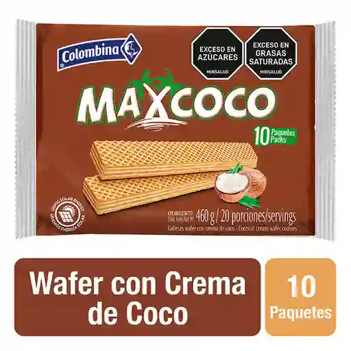 Max Coco Galletas Wafer con Crema de Coco 