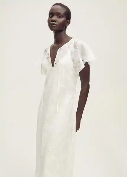 Vestido Moss Blanco Talla S Mujer Mango