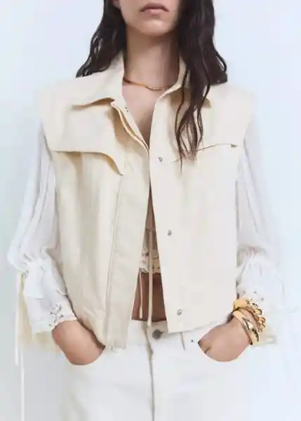 Chaleco Erin Crudo Talla XS Mujer Mango