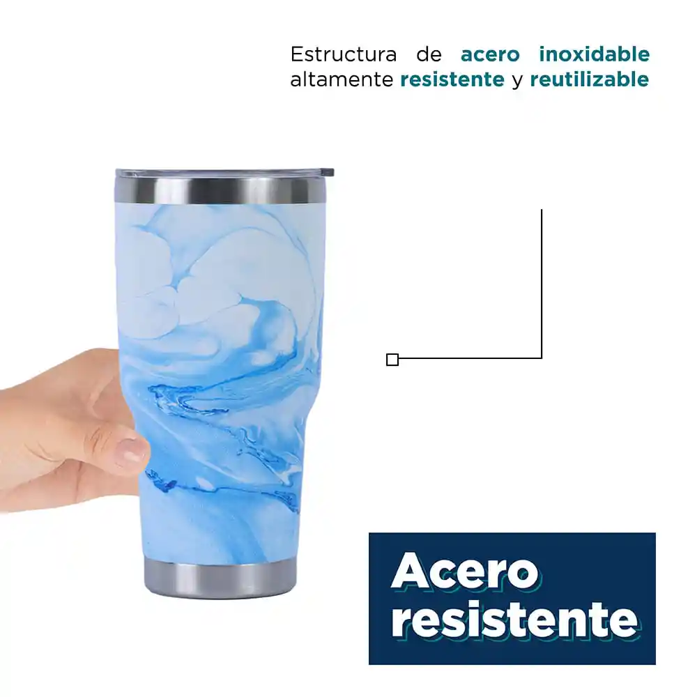 Vaso de Acero Tie Dye Azul Miniso