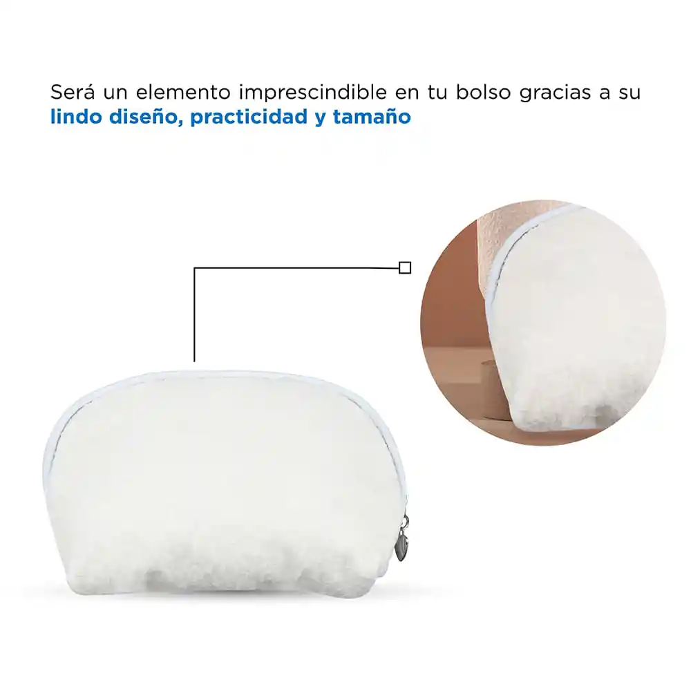 Cosmetiquera Texturizada Semicircular Blanco Miniso