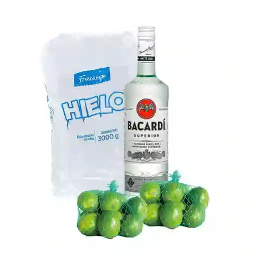 Combo Bacardi Ron Superior Frescampo Hielo Cubos + Limón Tahití