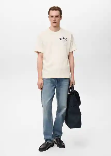 Camiseta Mvpcr Crudo Talla L Hombre Mango