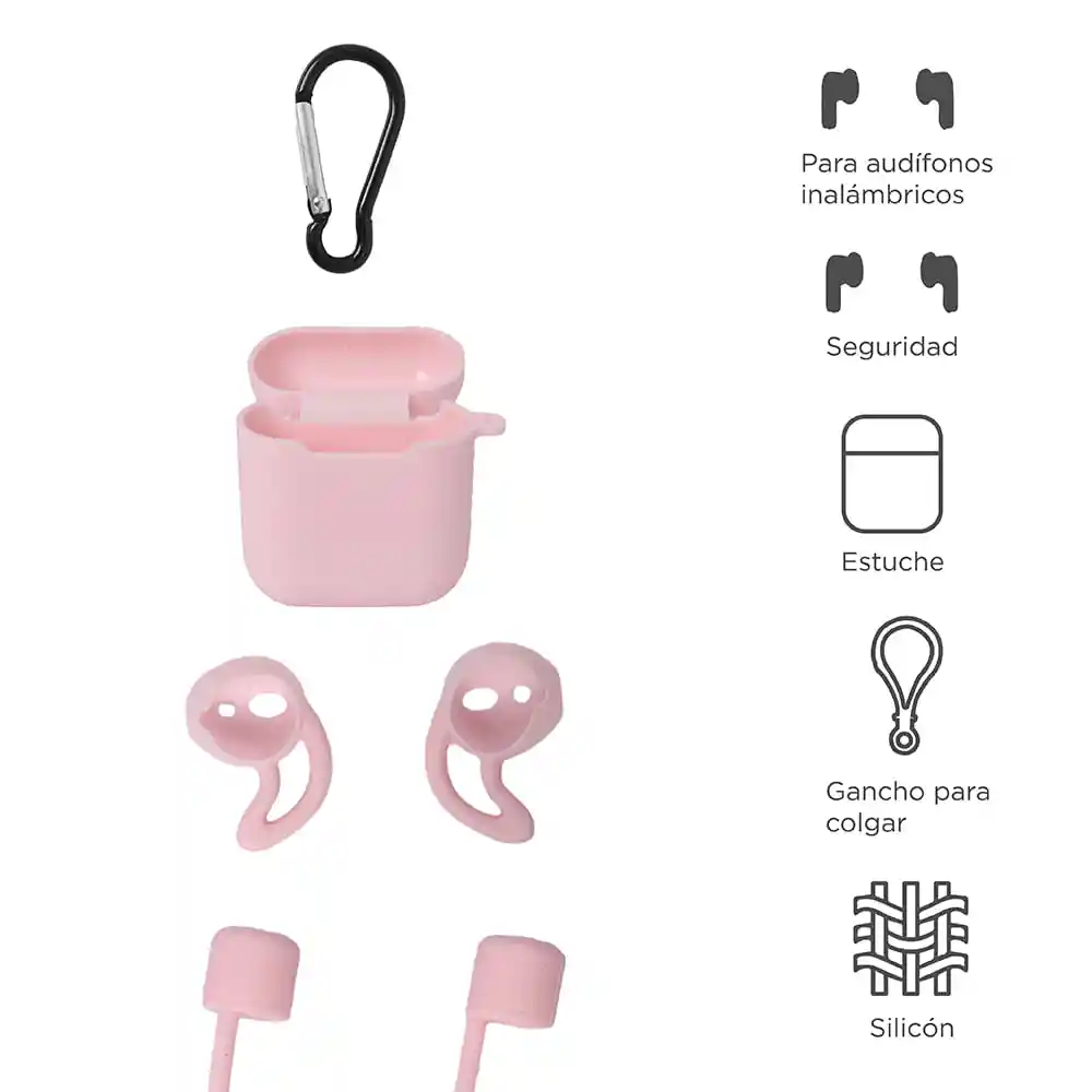 Miniso Kit de Accesorios Para Airpods Estuche Protector Rosa