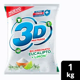 3D Detergente en Polvo Multiusos con Bicarbonato, Eucalipto y Limón