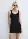 Vestido Bengala Negro Talla L Mujer Mango