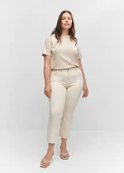 Pantalón Jean Sienna Off White Talla 44 Mujer Mango