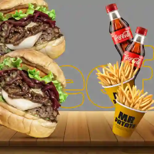 Duo Burger Green + Papas Fritas +gaseosa