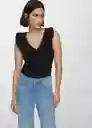 Top Popelín Negro Talla L Mujer Mango