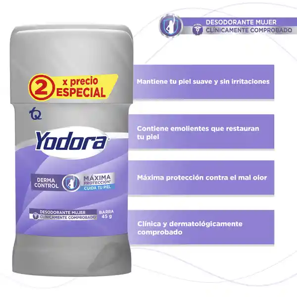 Yodora Desodorante Barra Derma Control