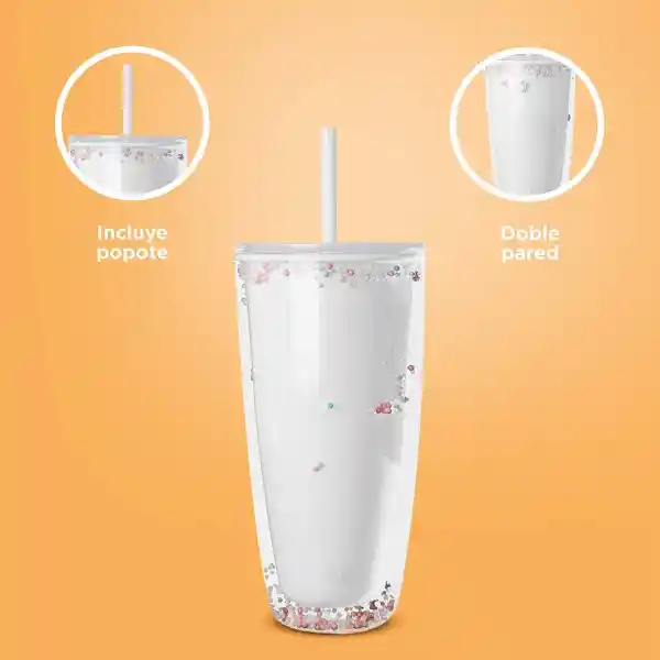 Vaso Plástico de Doble Pared Blanco 730 mL Serie Miniso
